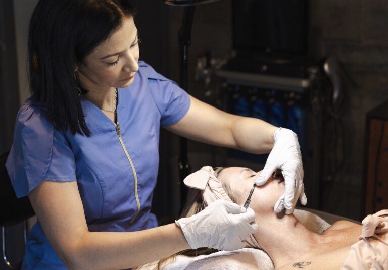 Dermaplaning facial treatment being performed at Spa La La in Austin