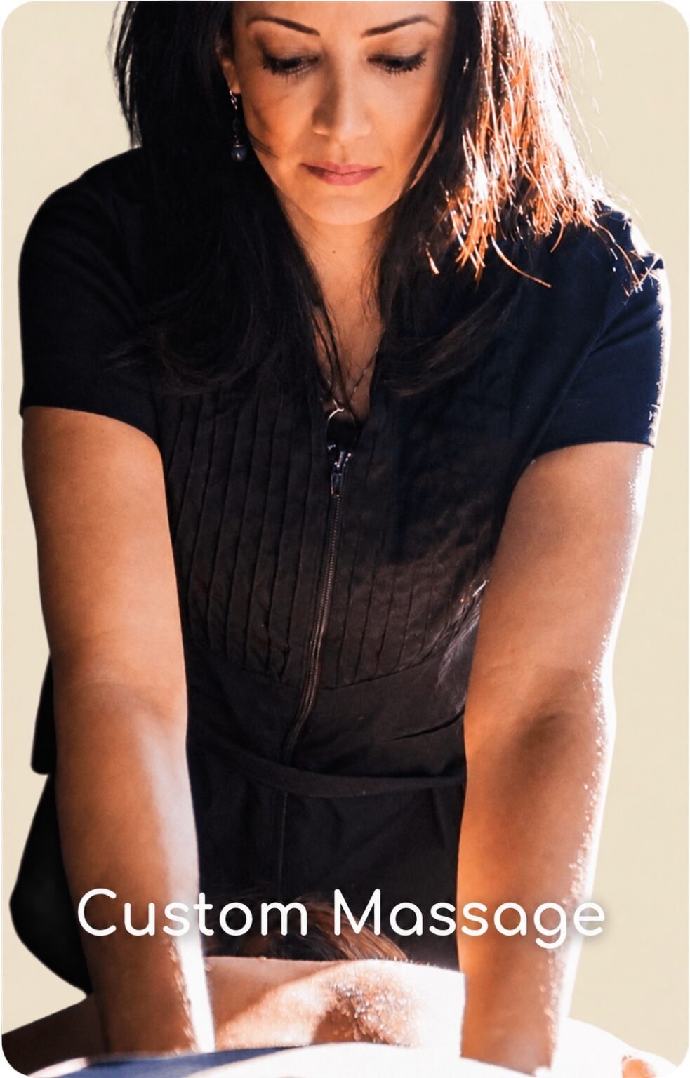 Coraly providing a client with a massage at Spa La La in West Lake Hills, Texas.